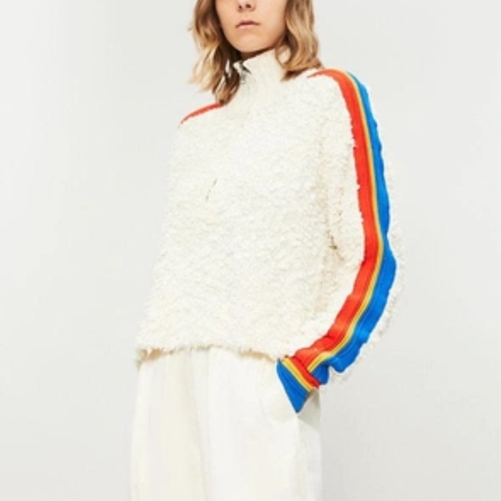 Free people marshmallow striped cotton-blend jumper pullover size large rainbow - Picture 3 of 6